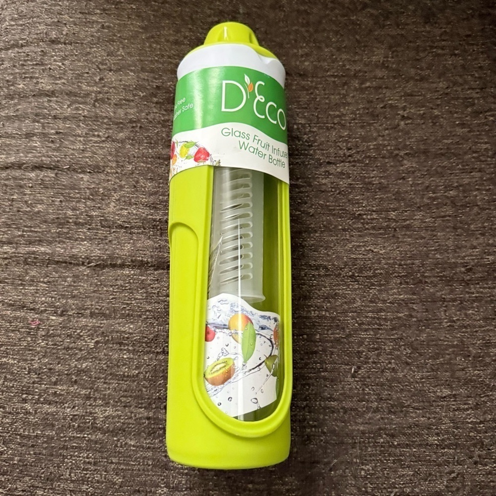 NWT-D'Eco Fruit Infused Glass Water Bottle - Green, 16.6oz - Picture 3 of 8